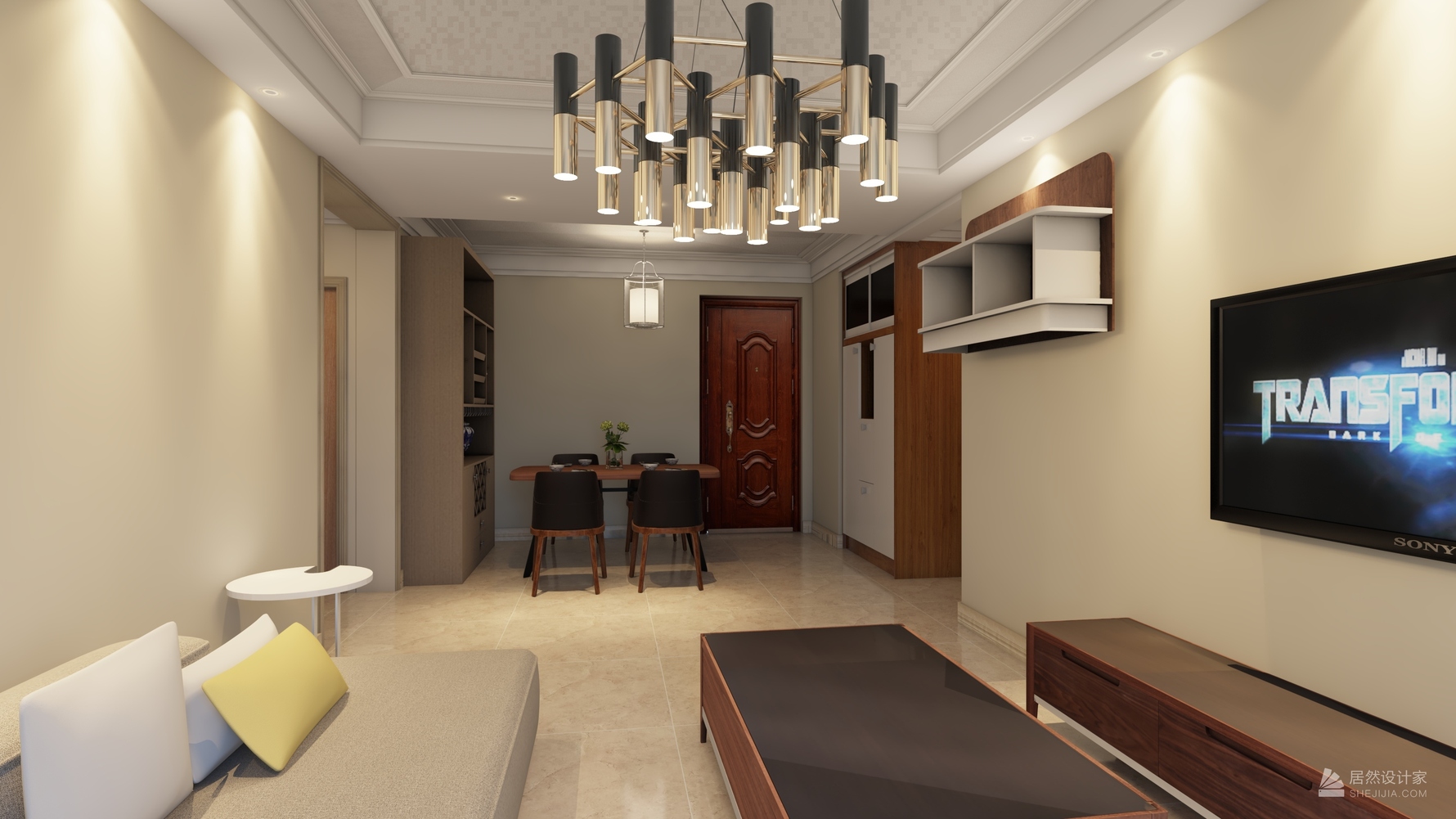 混搭风格两室两厅装修设计效果图