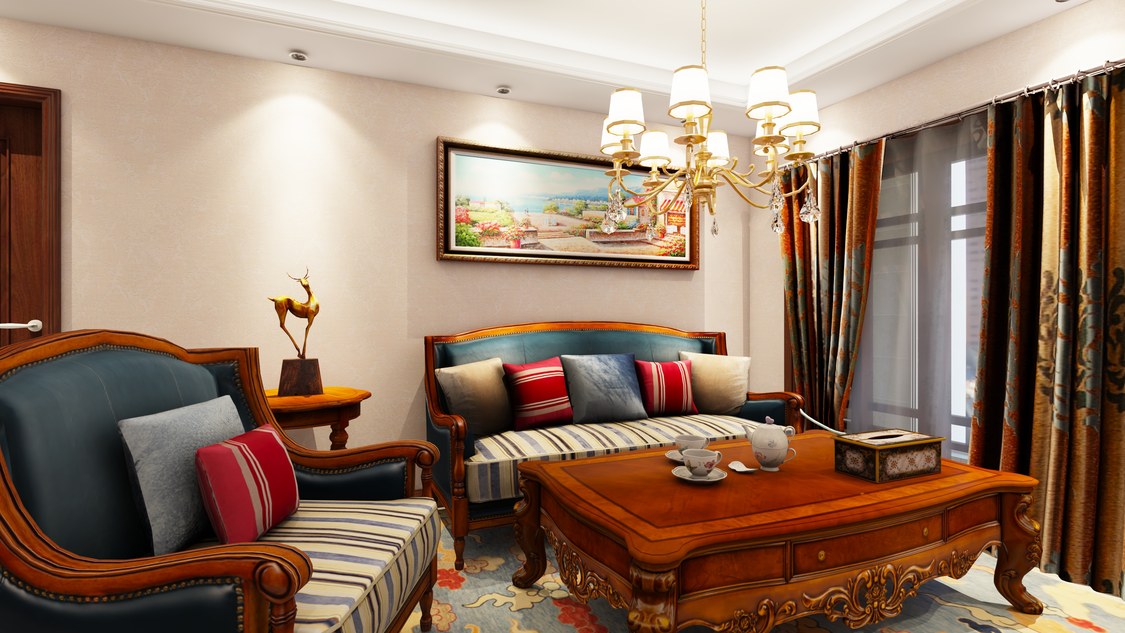 北京市通州区京贸国际城96平米美式两居