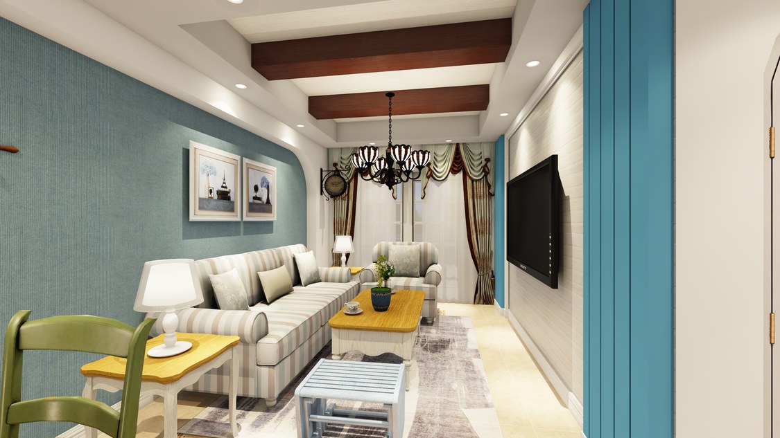 北京市石景山区诗景长安1室1厅1卫1厨68.00㎡地中海风格