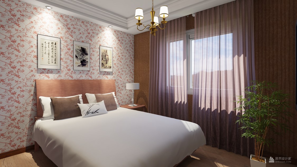 万科四季花城两居90平米新中式