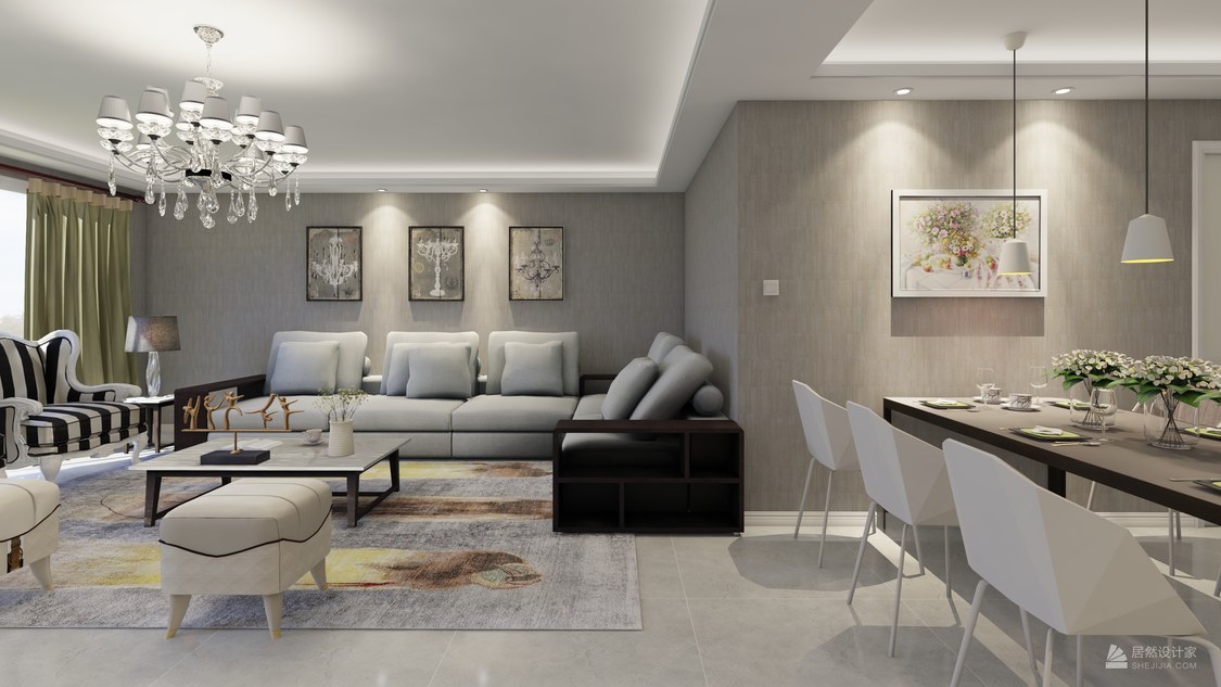 建邦枫景C1户型149㎡现代简约三居