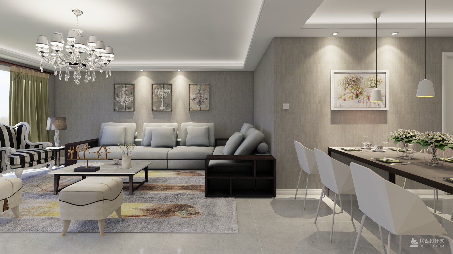 其它风格三室一厅装修设计效果图