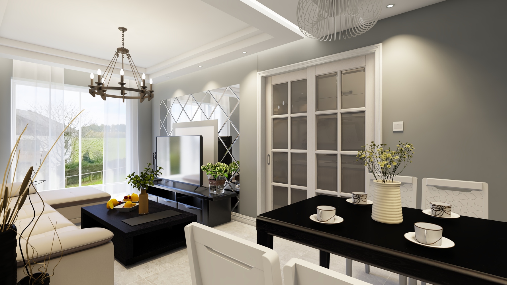 混搭风格一室一厅装修设计效果图