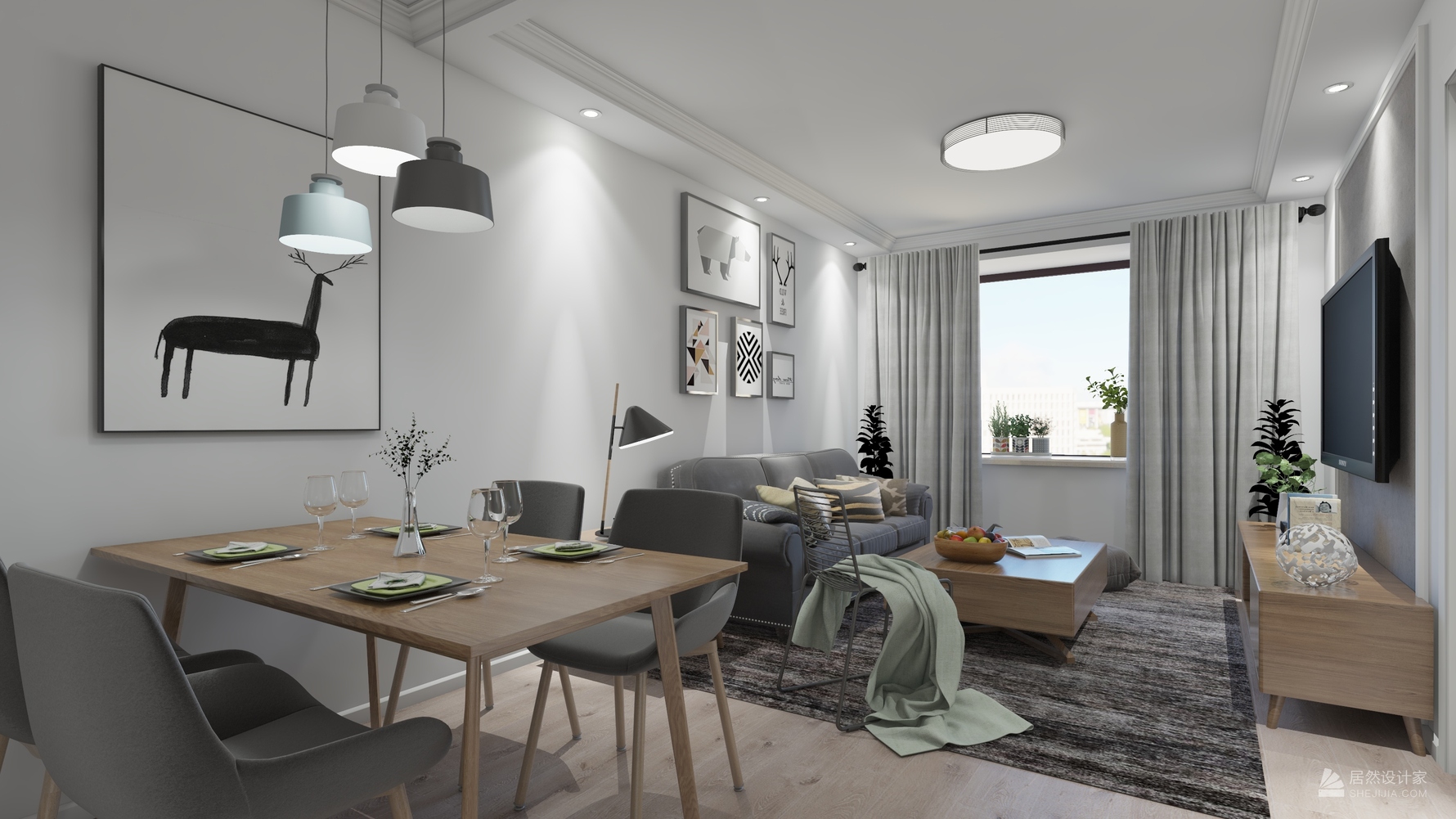 北欧风格两室一厅装修设计效果图