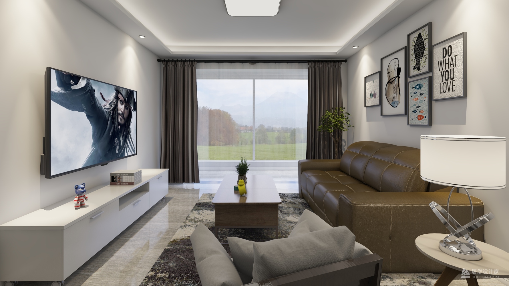 恰屋- 北欧风格两室一厅装修效果图 - 关耳天天设计效果图 - 每平每屋