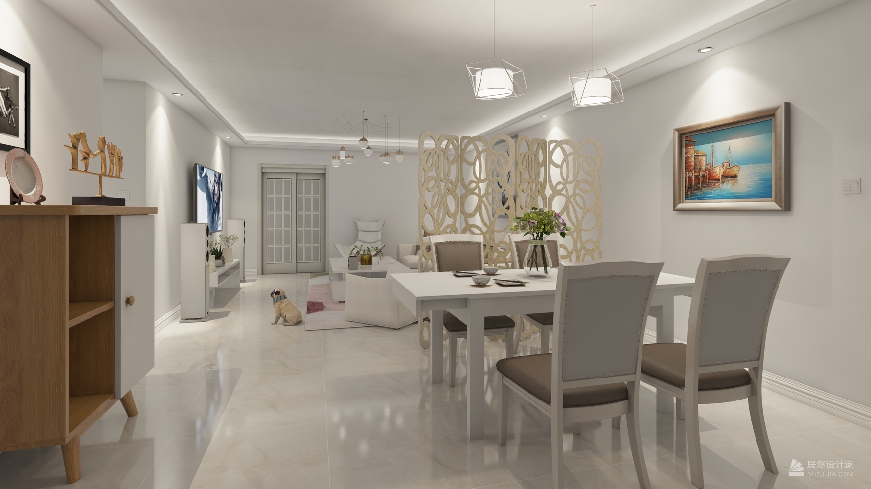 现代风格客餐厅装修设计效果图