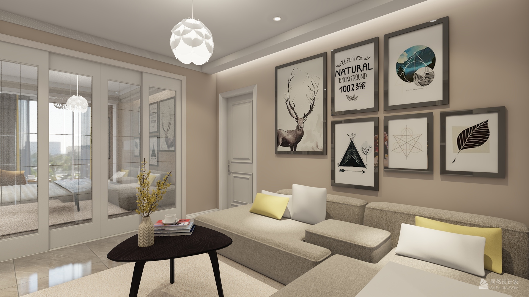 现代风格一室一厅装修设计效果图