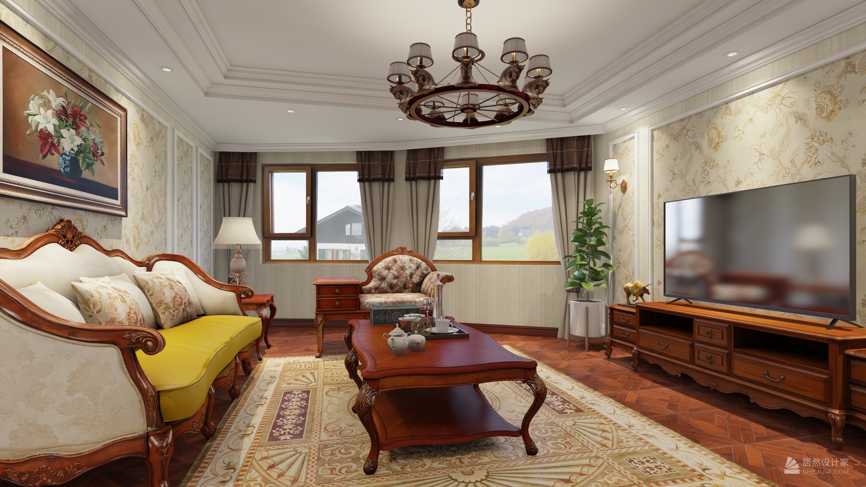 其它风格三室两厅装修设计效果图