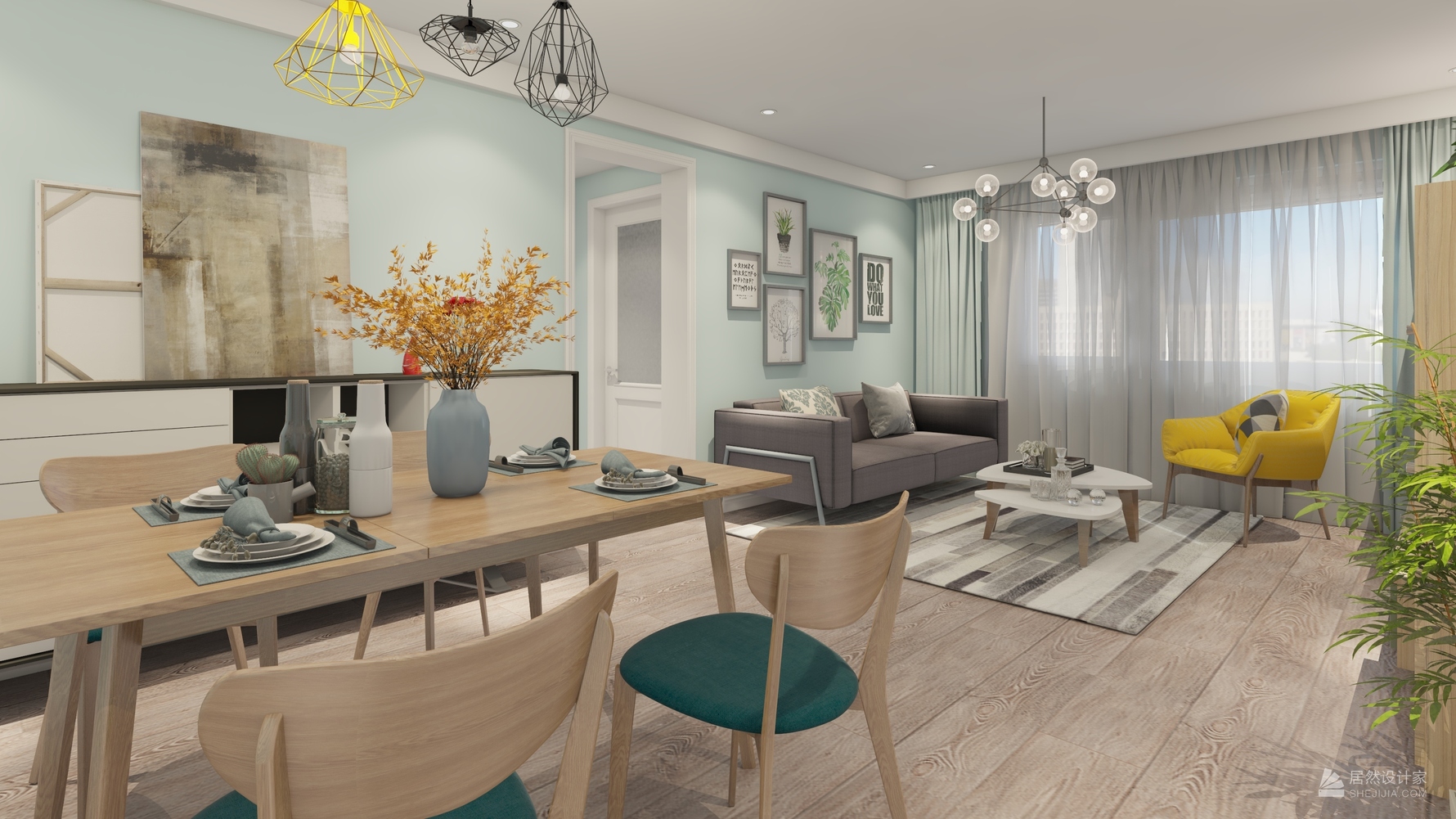 北欧风格两室两厅装修设计效果图