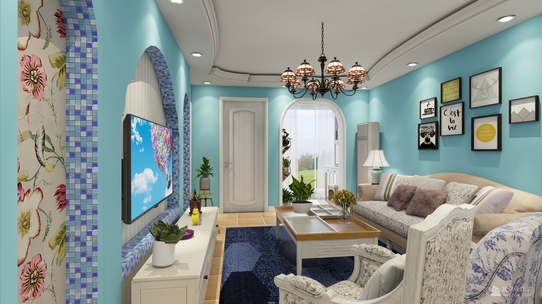 蓝色海洋之家 - 其它风格两室一厅装修效果图 - 2031465设计效果图