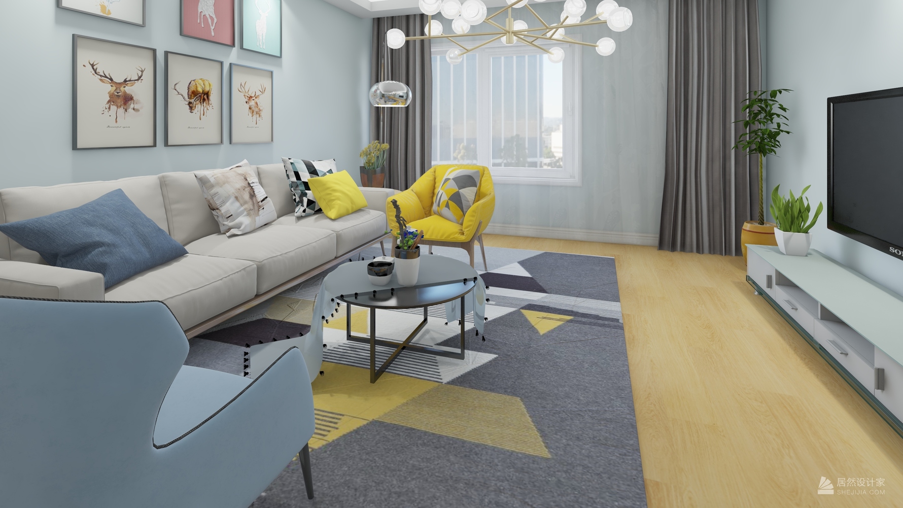 北欧风格三室两厅装修设计效果图