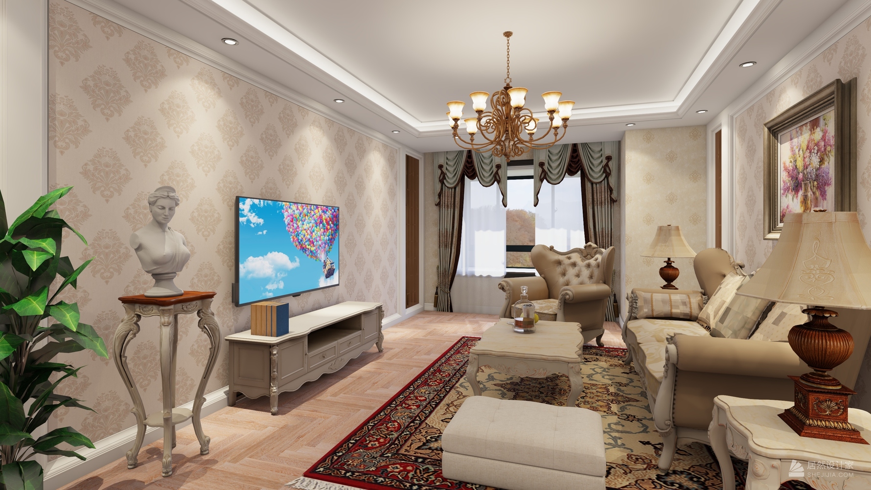 其它风格三室两厅装修设计效果图