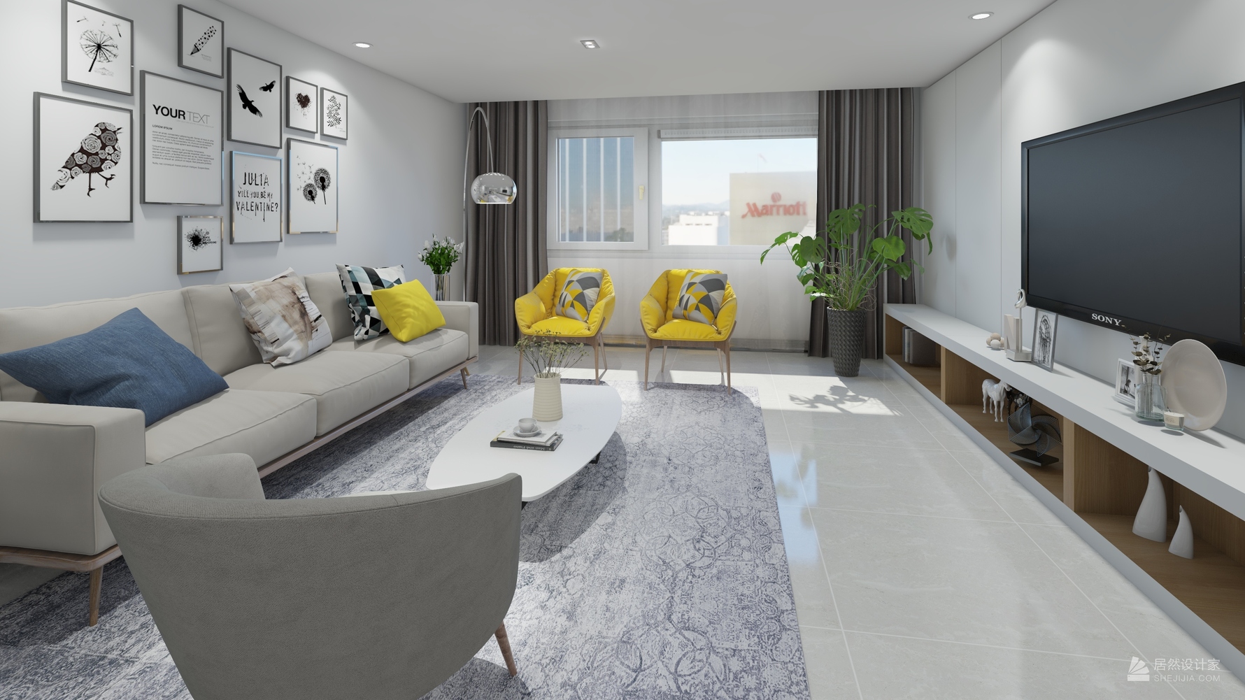 其它风格三室两厅装修设计效果图