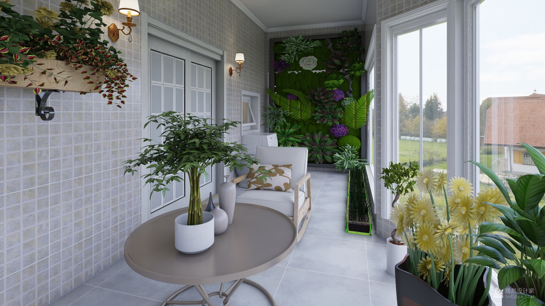 地中海风格阳台装修设计效果图