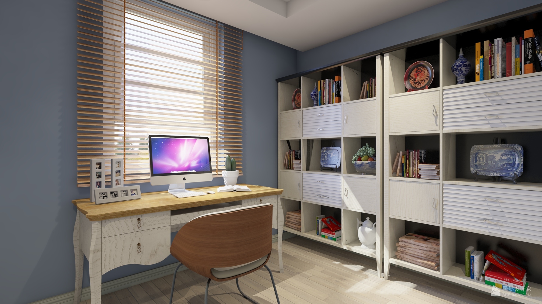 地中海风格书房装修设计效果图