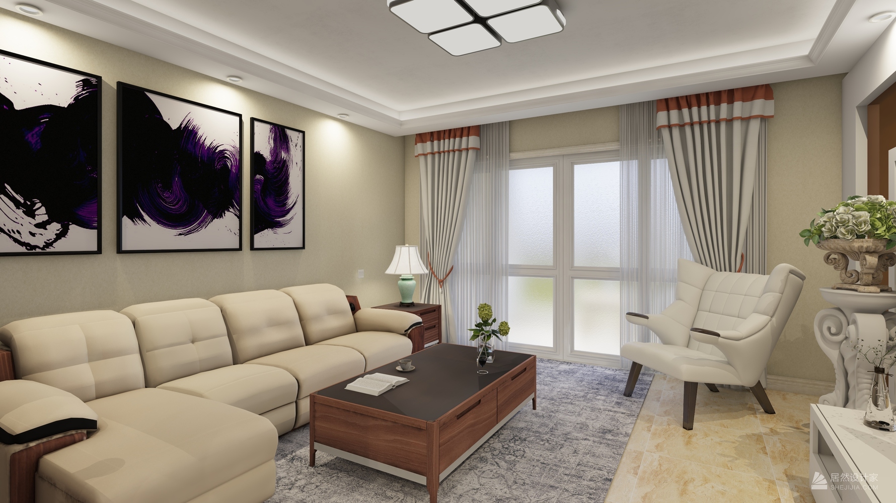 混搭风格三室两厅装修设计效果图