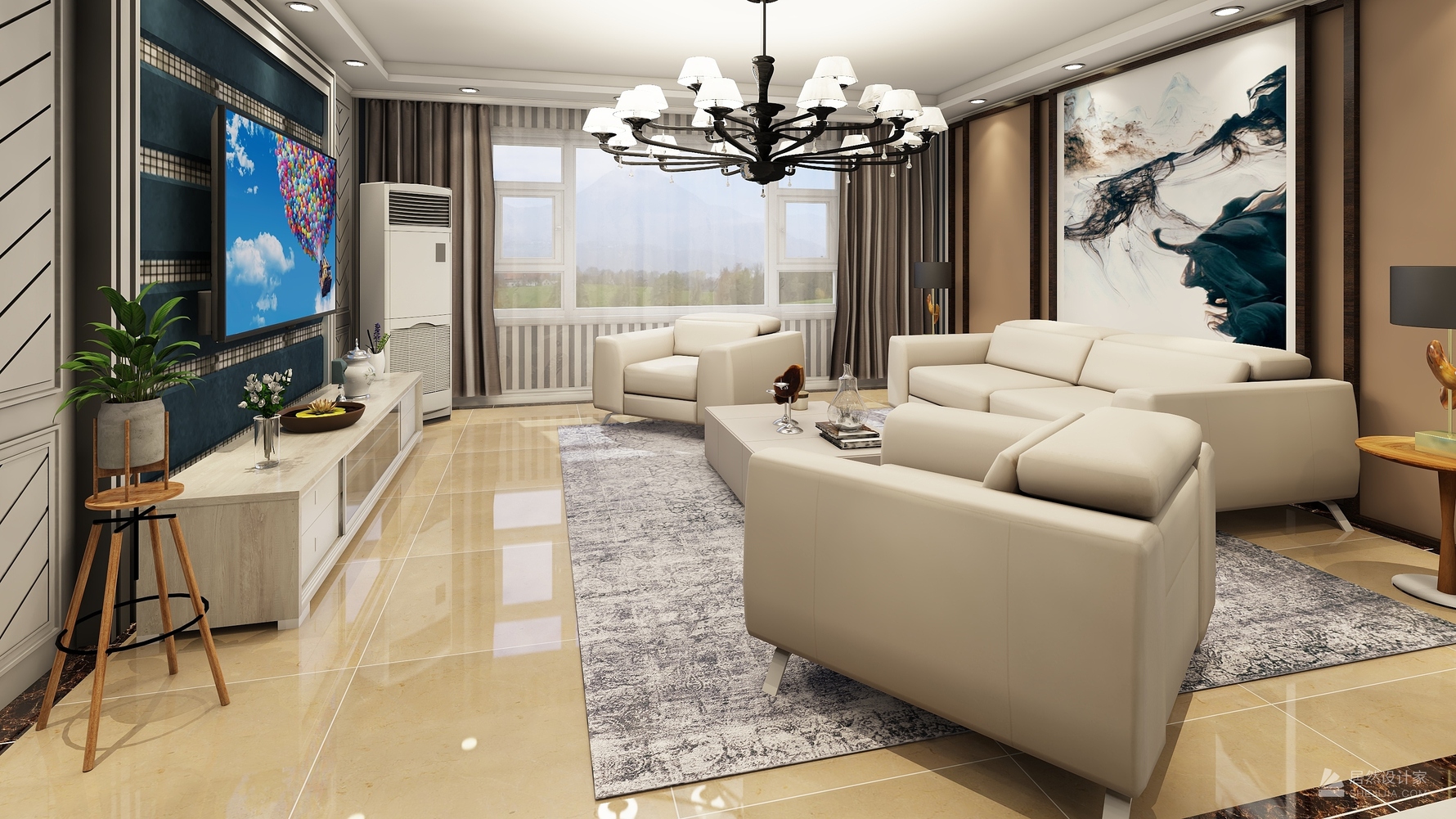 混搭风格四室一厅装修设计效果图