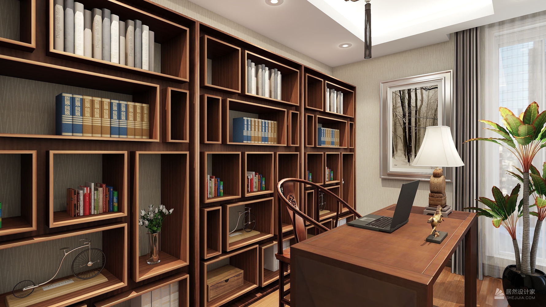 中式风格书房装修设计效果图