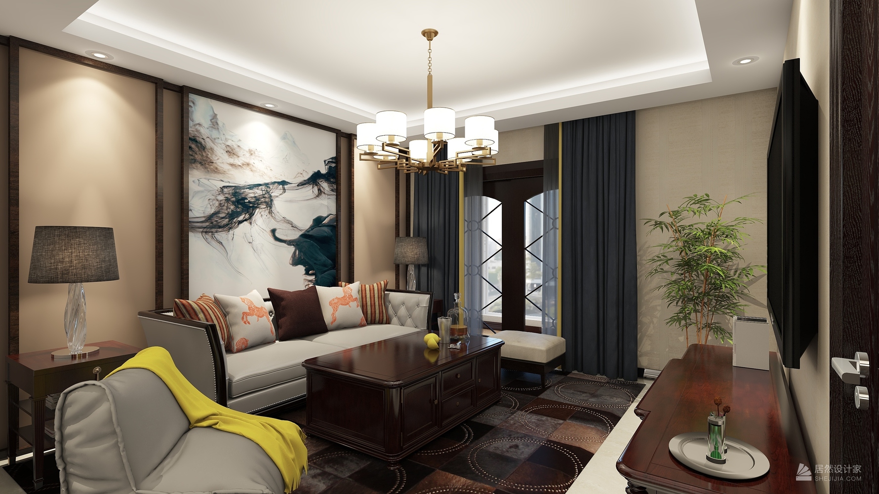 其它风格三室两厅装修设计效果图