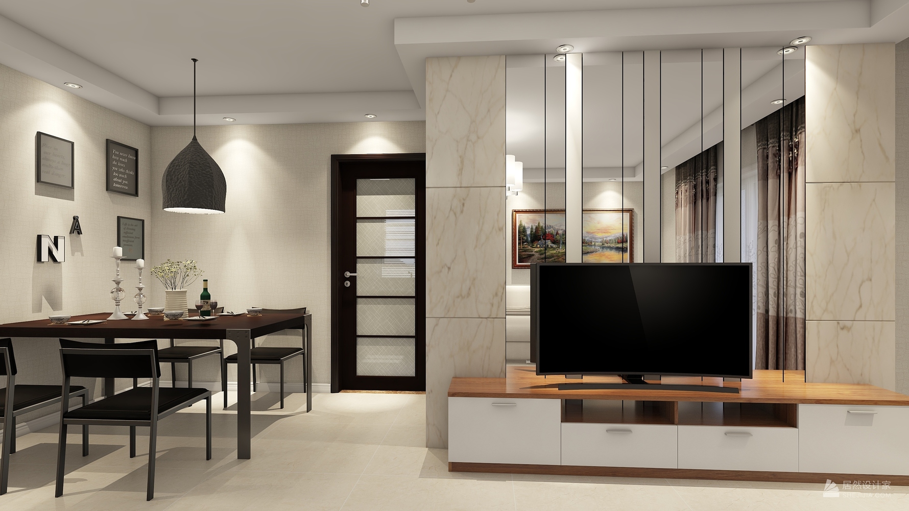 其它风格三室两厅装修设计效果图