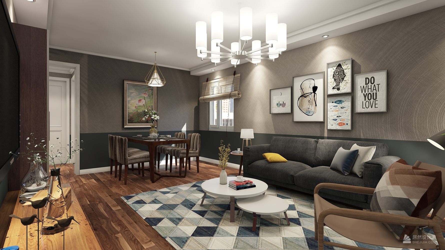 北欧风格三室一厅装修设计效果图