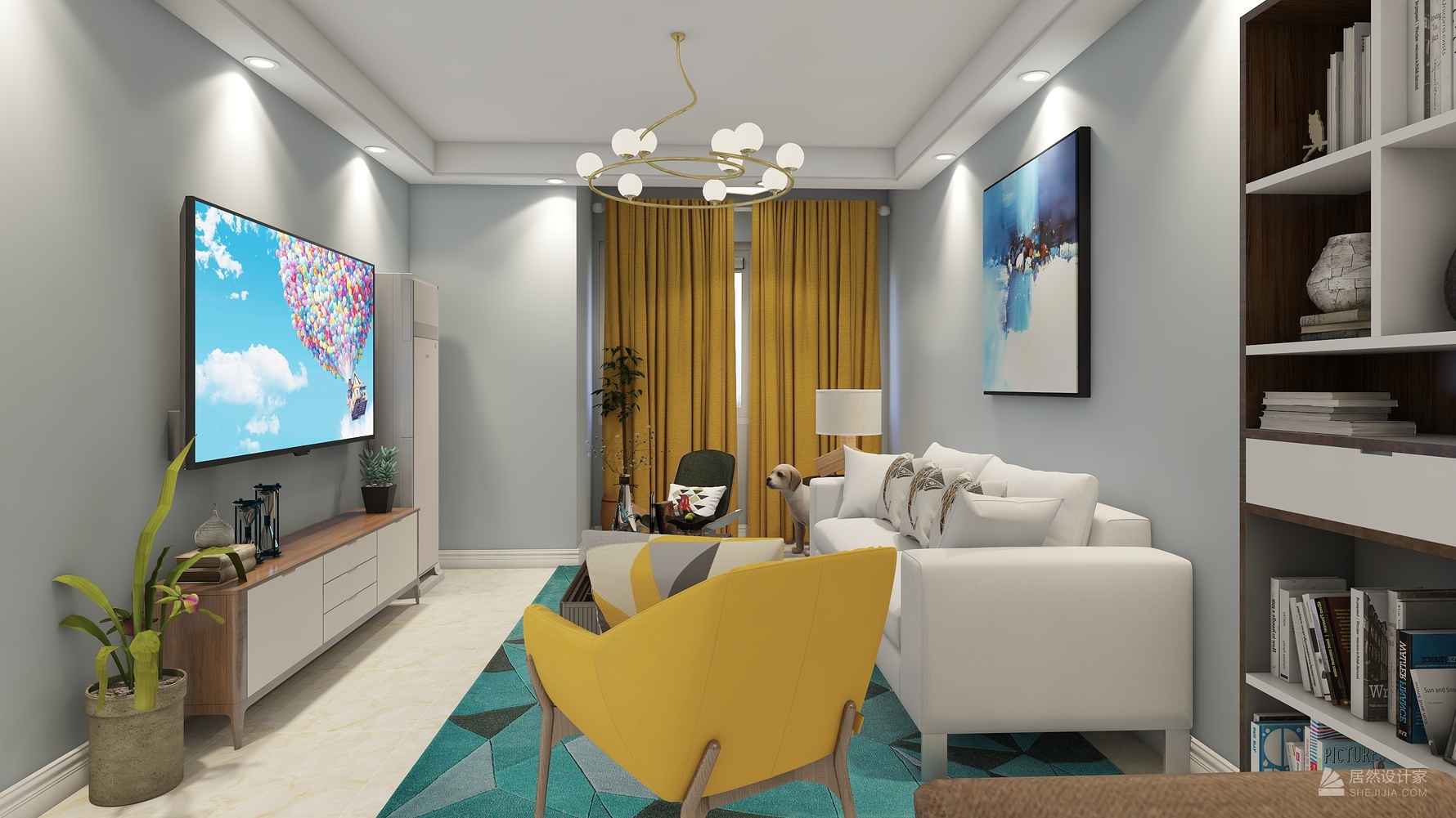 北欧风格一室两厅装修设计效果图