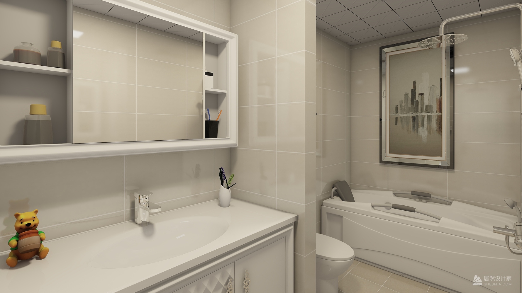 现代风格次卫装修设计效果图