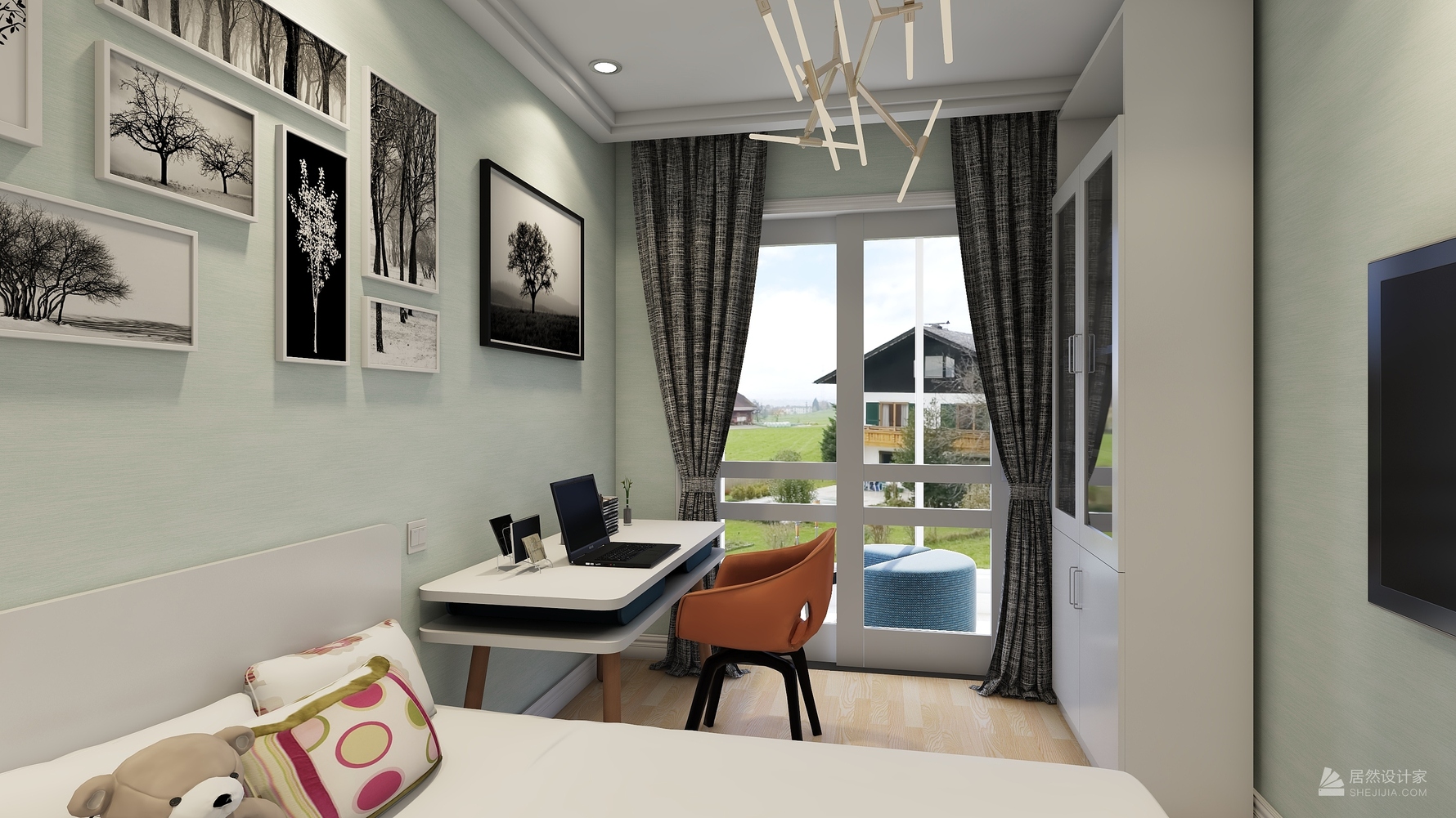 混搭风格一室一厅装修设计效果图