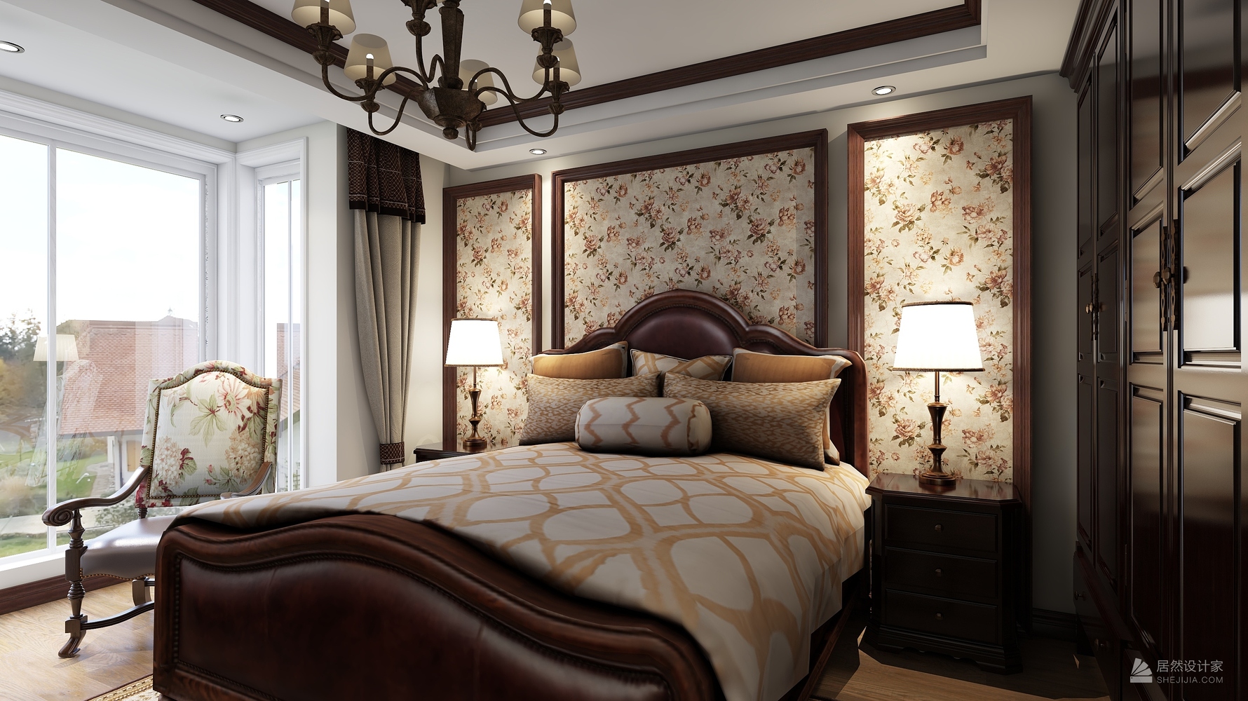 美式风格主卧装修设计效果图