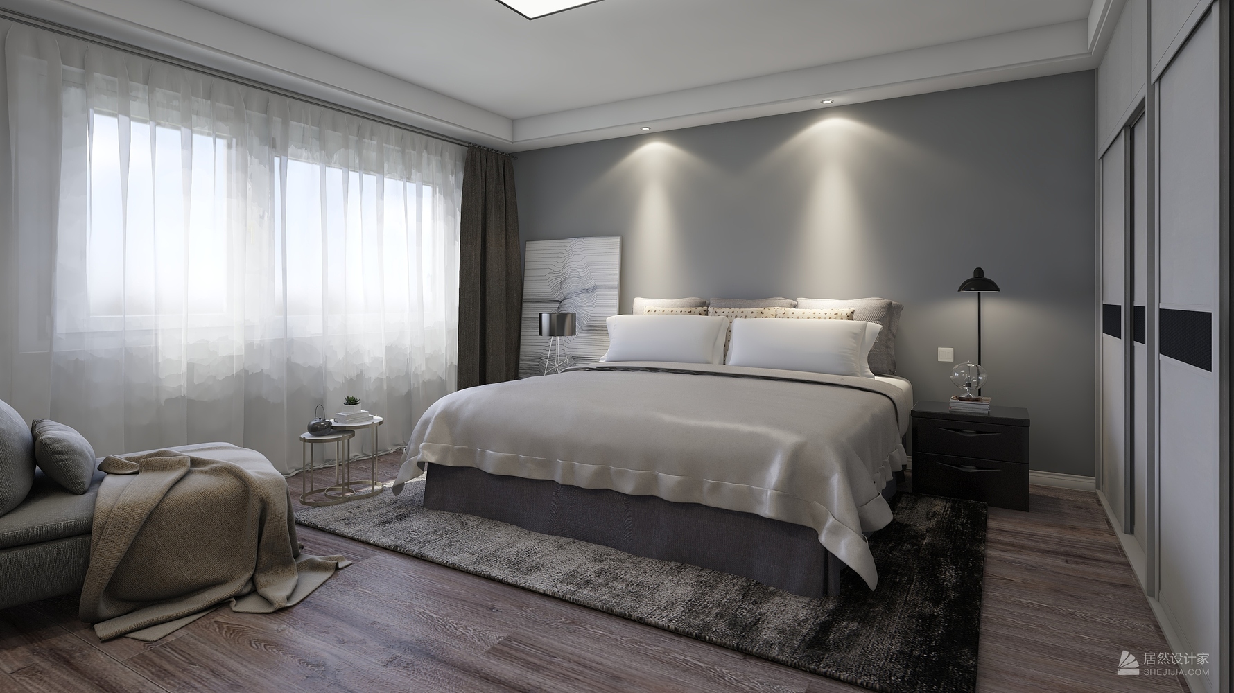 现代风格主卧装修设计效果图