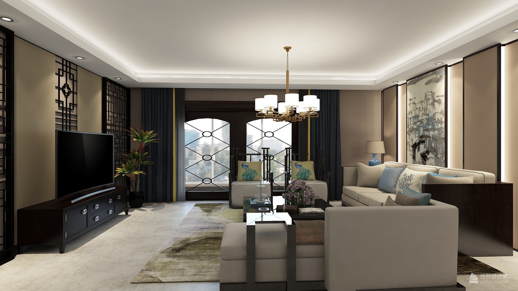 其它风格三室两厅装修设计效果图