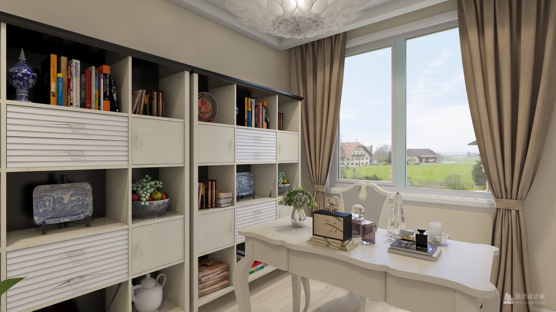 地中海风格书房装修设计效果图