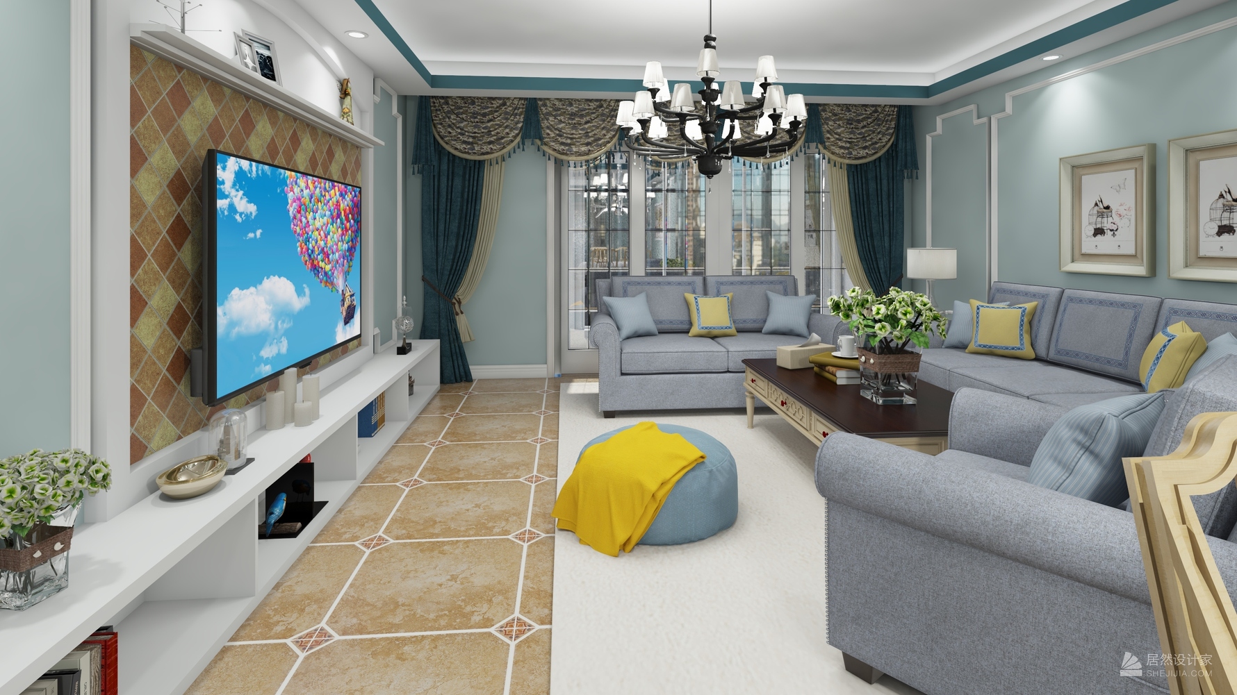 其它风格三室两厅装修设计效果图