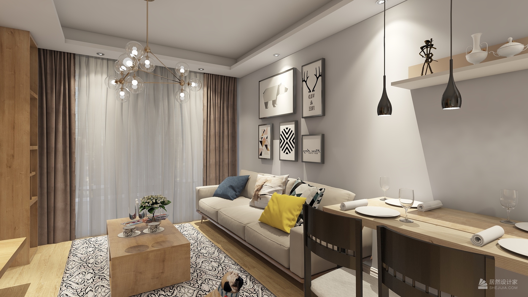 北欧风格两室一厅装修设计效果图