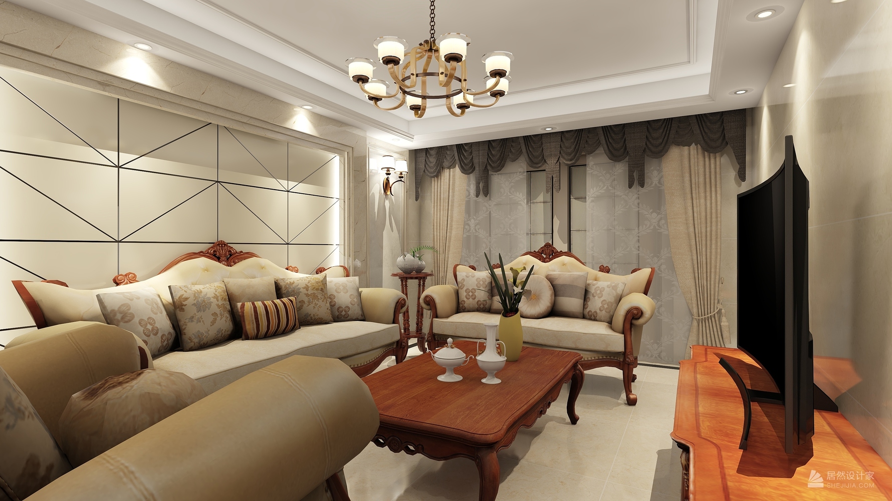 其它风格三室两厅装修设计效果图