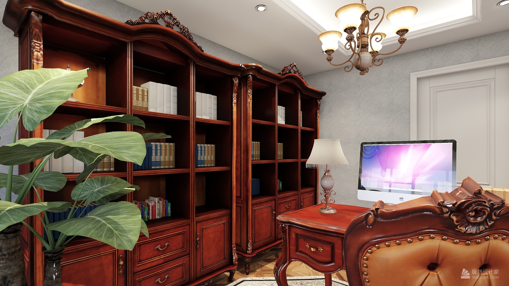 欧式风格书房装修设计效果图