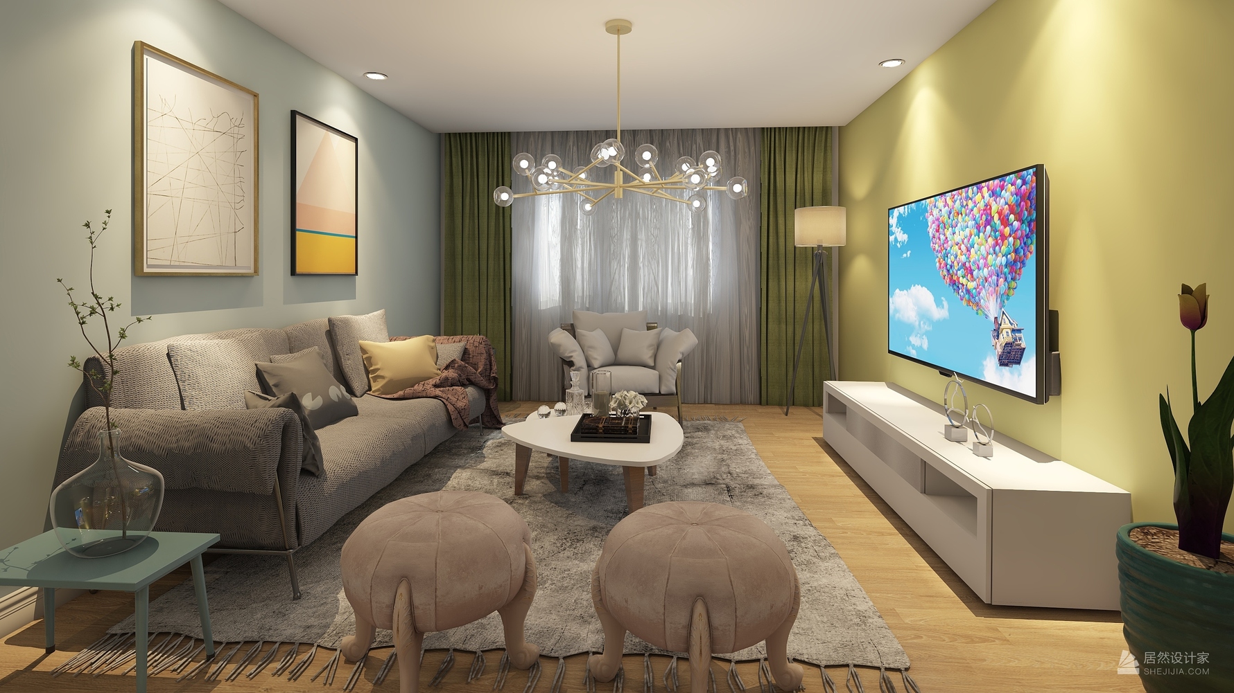 北欧风格两室两厅装修设计效果图