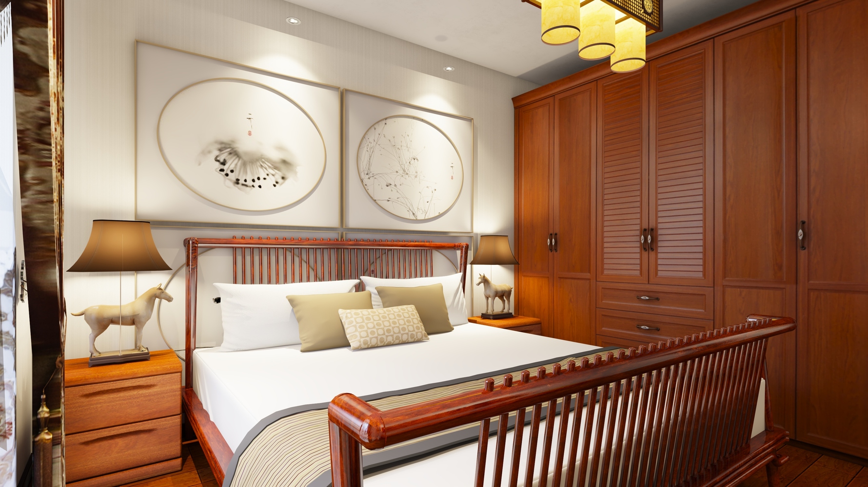 中式风格主卧装修设计效果图