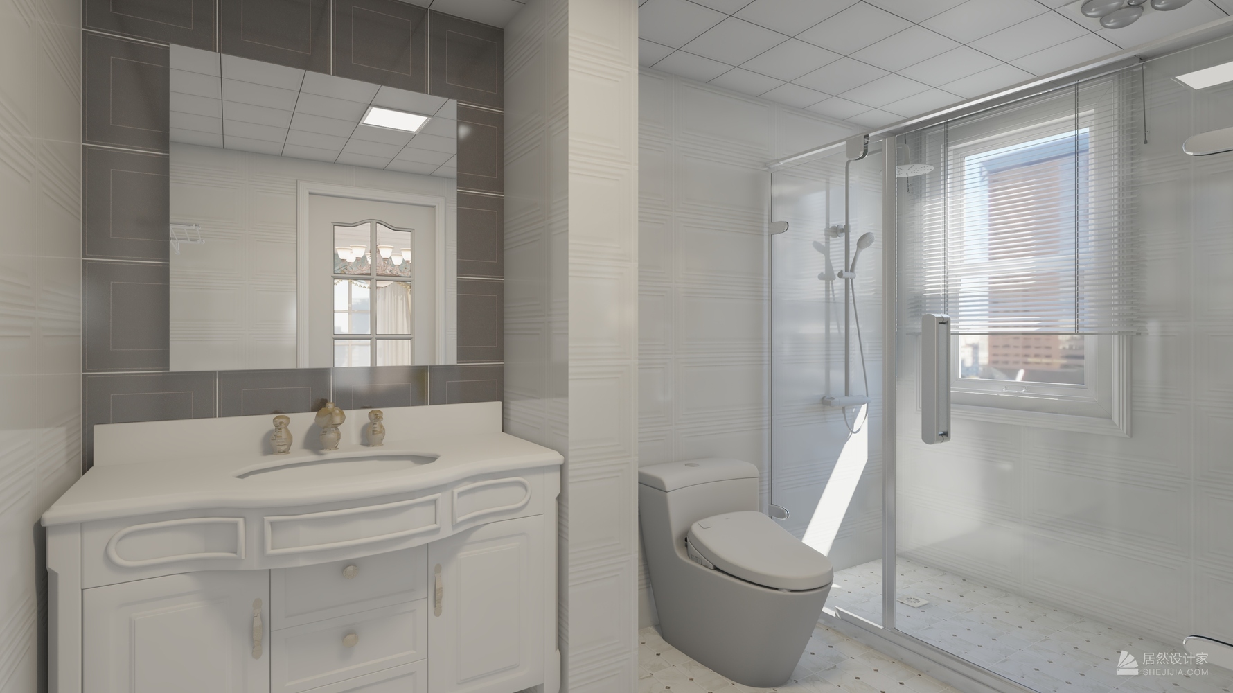 欧式风格主卫装修设计效果图