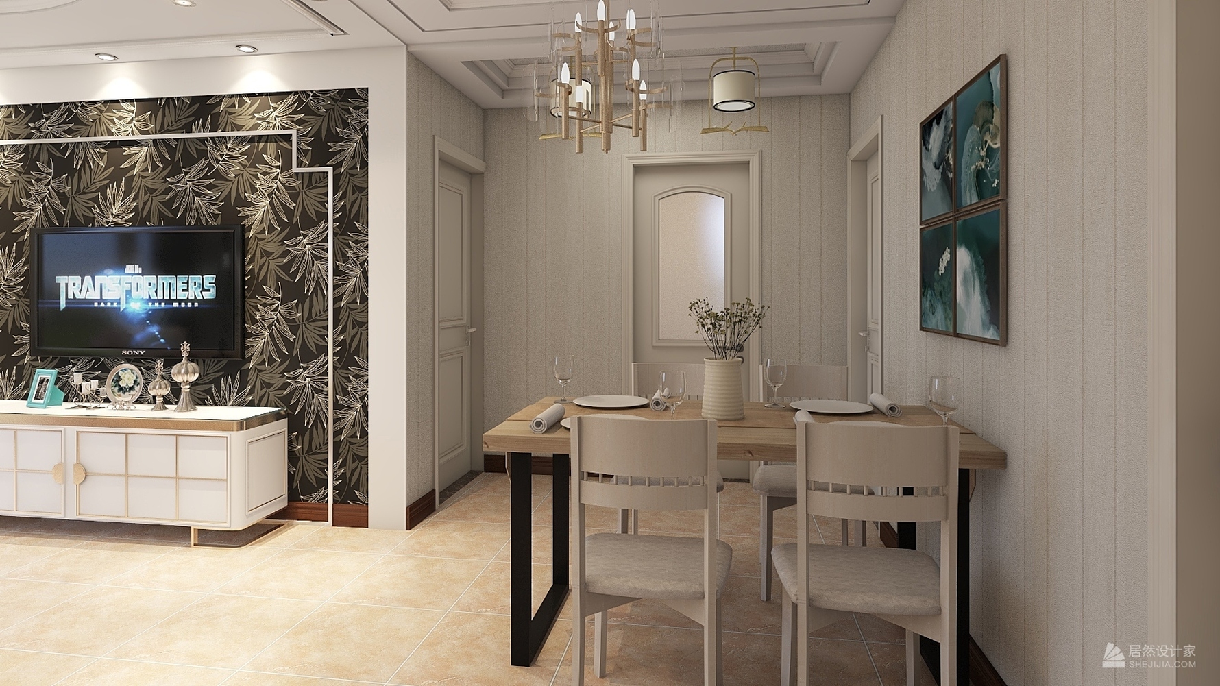 其它风格三室两厅装修设计效果图