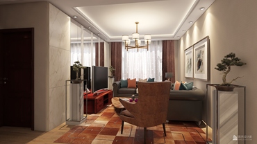 混搭风格两室一厅装修设计效果图