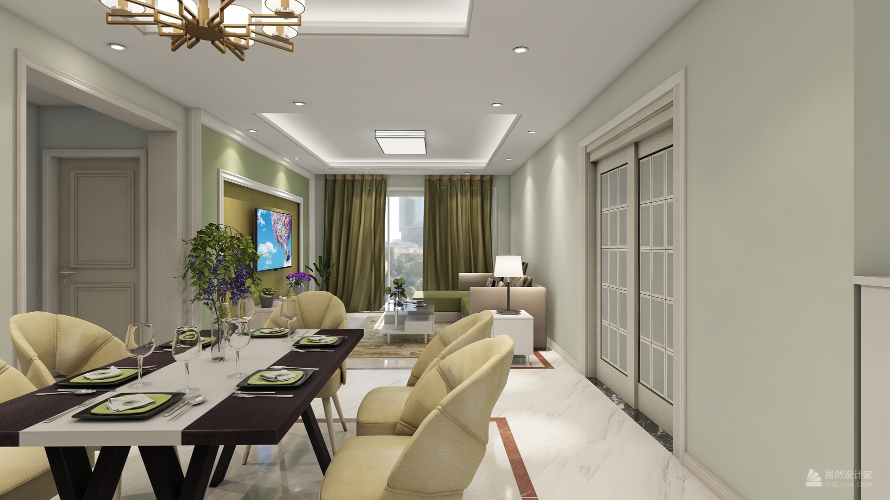 其它风格三室两厅装修设计效果图