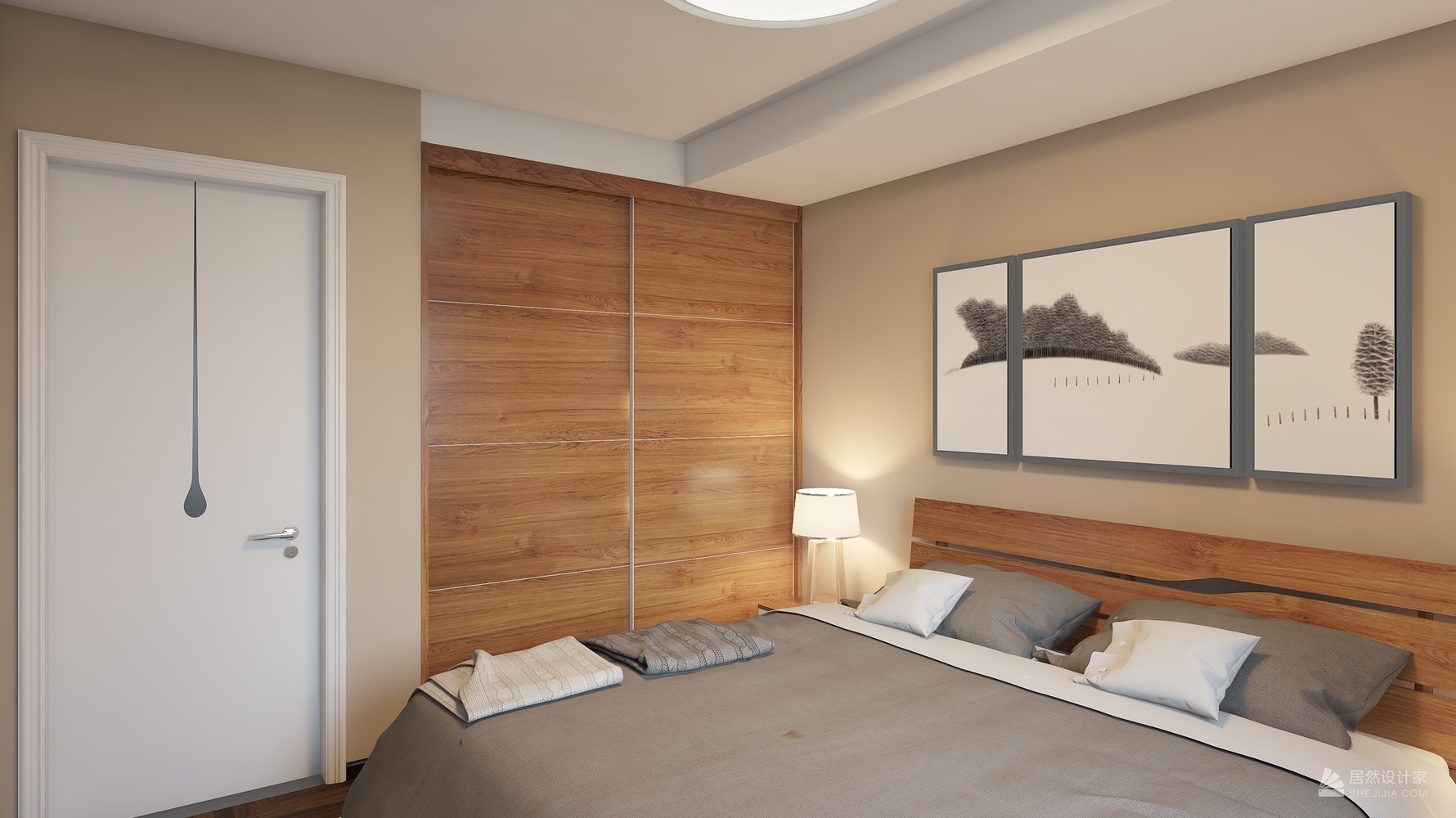 92平柚木北欧两居室 - 北欧风格两室两厅装修效果图 - 13936578184