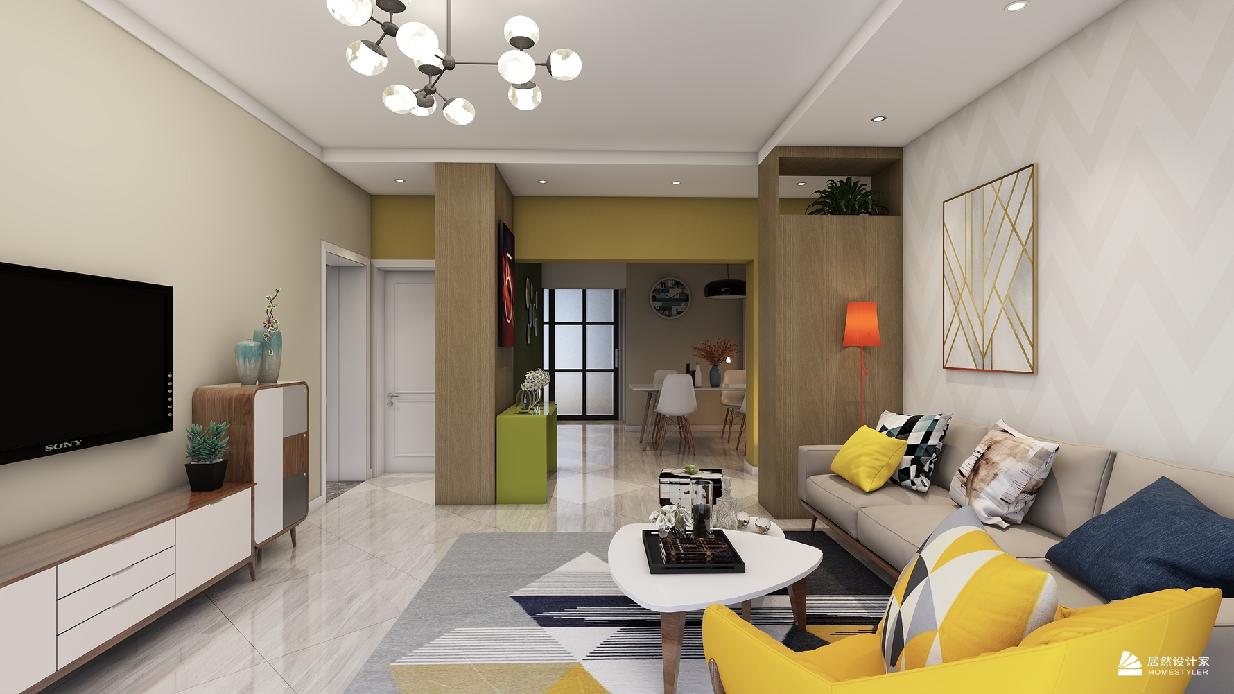 北欧风格三室两厅装修设计效果图