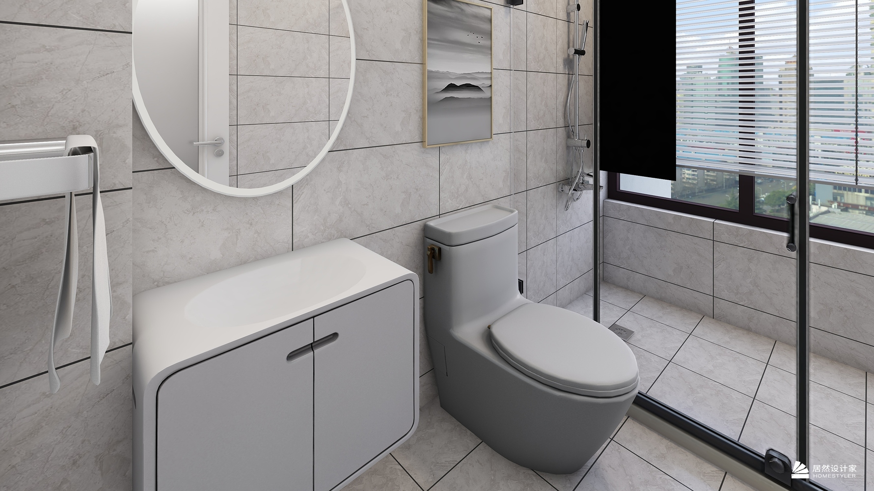 现代风格次卫装修设计效果图