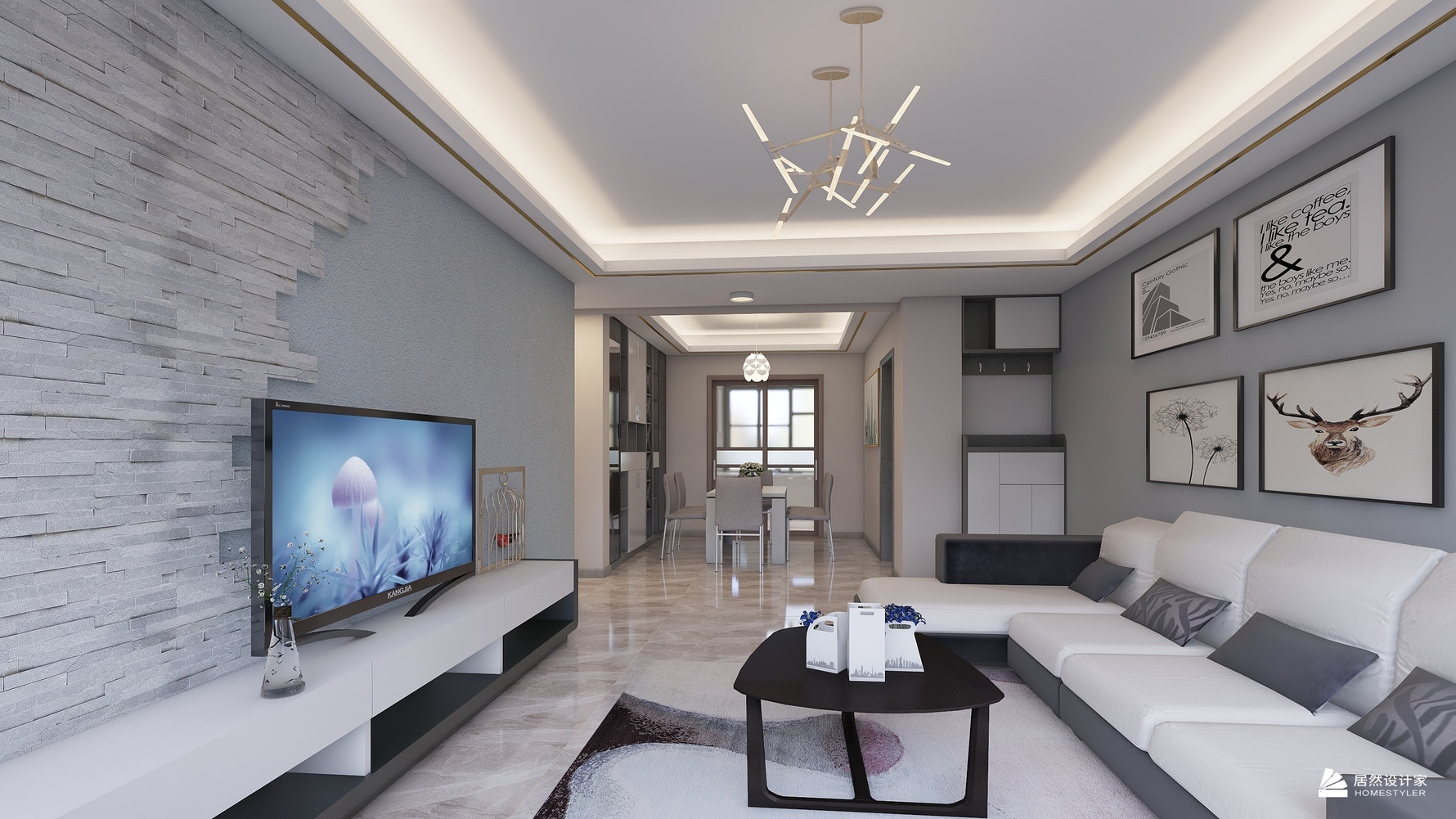 其它风格三室两厅装修设计效果图