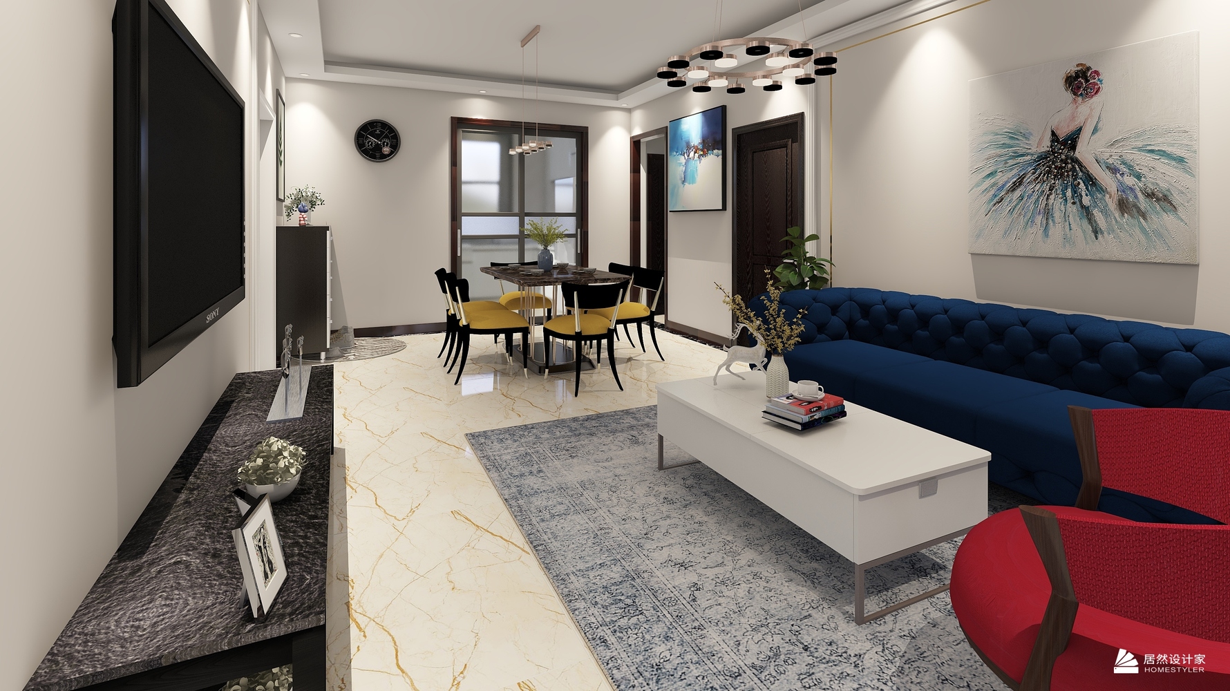 碧桂园 115 - 其它风格三室两厅装修效果图 - 贺思璇设计效果图 - 每