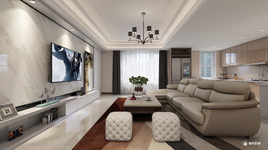 玉门河花园开放式厨房