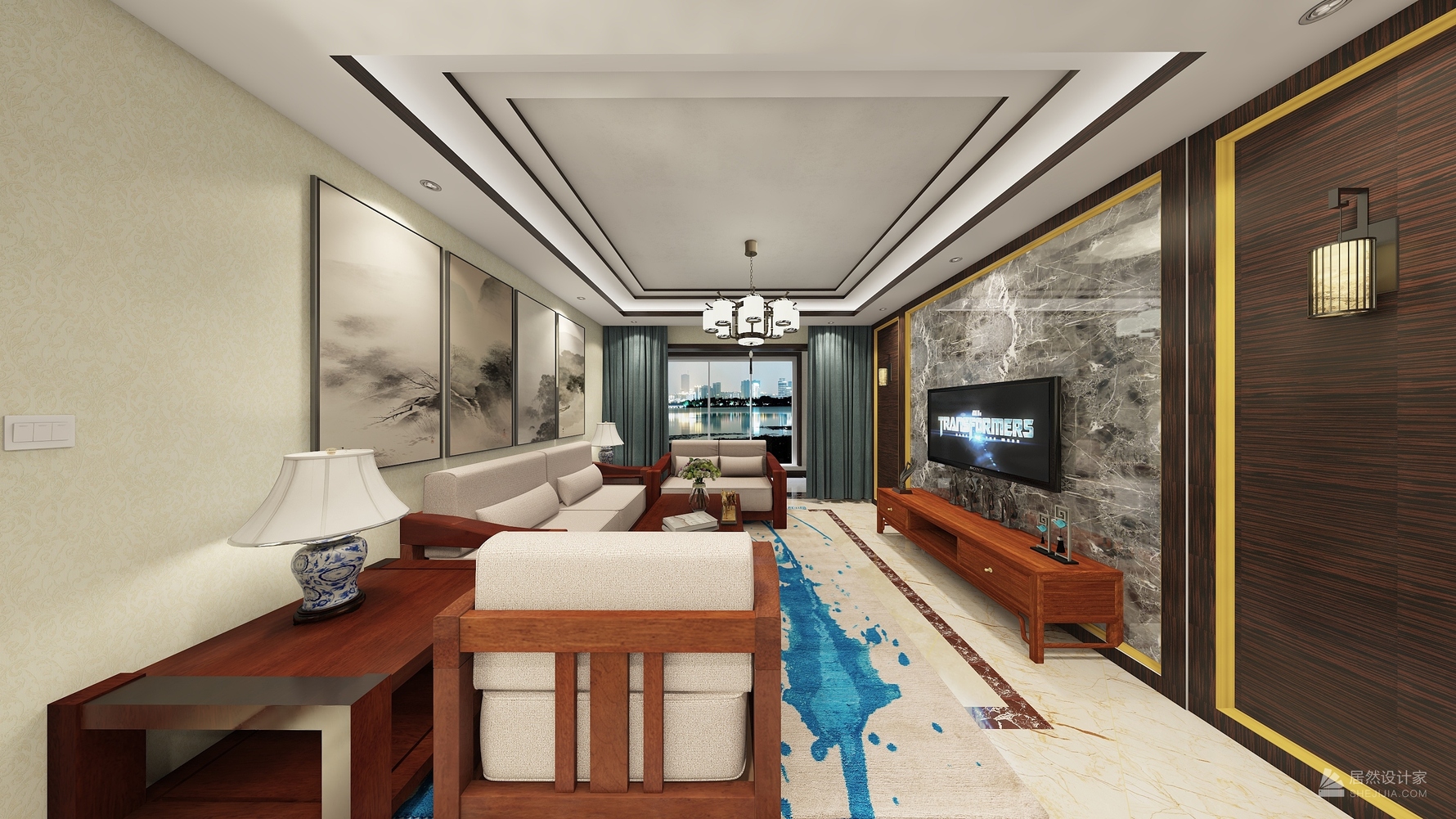 混搭风格三室两厅装修设计效果图