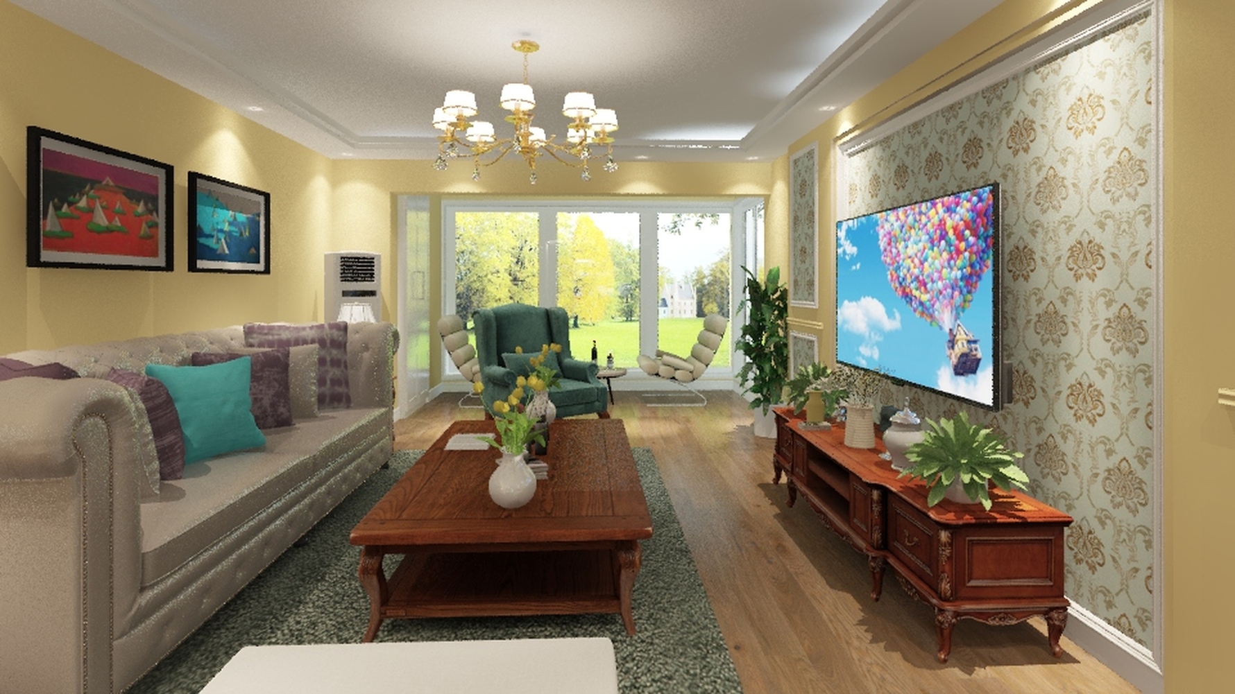 其它风格三室两厅装修设计效果图